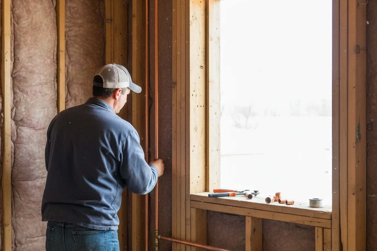 Licensed plumber running new copper supply lines in a Kennett Square home