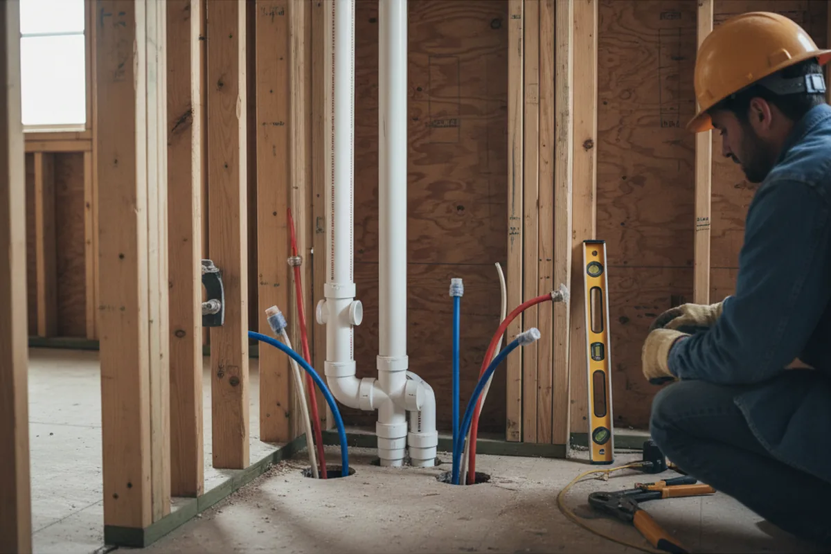 Drain and supply rough-in during Drain Cleaning in Kennett Square