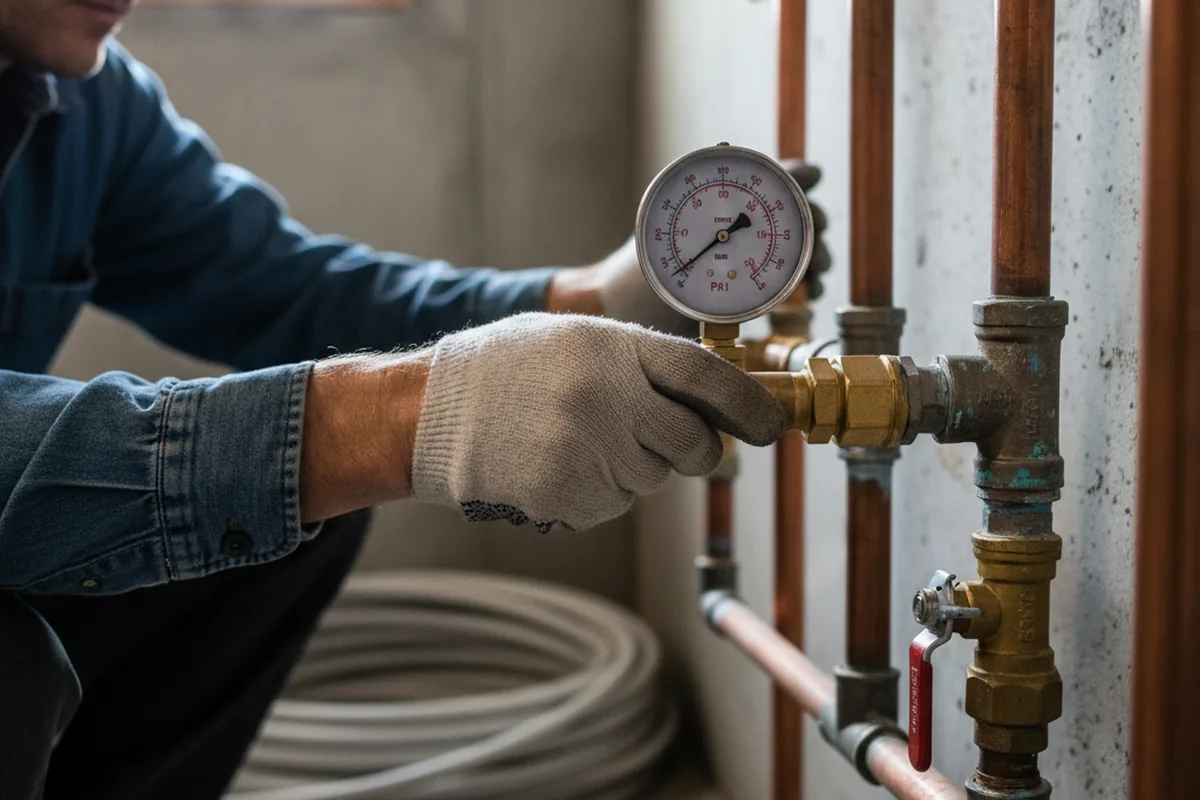 Pressure testing a repaired line during Water Line Repair in Kennett Square